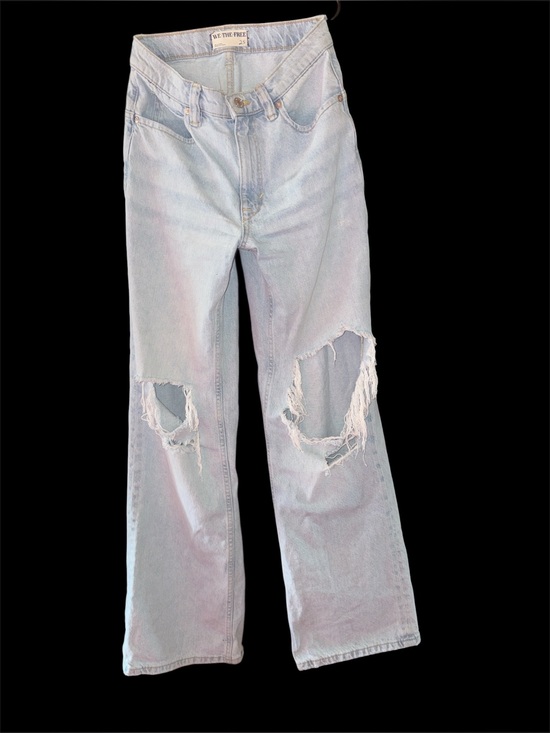 We The Free Denim - We The Free Light Wash Distressed Straight-Leg Jeans Light Blue baggy mom 25